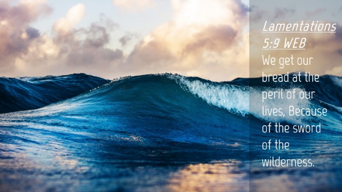 Picture 04 - Lamentations 5:9 WEB Desktop Wallpaper - We get our bread at the peril of our lives, - Desktop Bible Verse Wallpaper