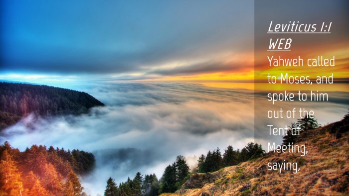 Picture 04 - Leviticus 1:1 WEB Desktop Wallpaper - Yahweh called to Moses, and spoke to him out of - Desktop Bible Verse Wallpaper