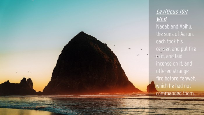 Picture 04 - Leviticus 10:1 WEB Desktop Wallpaper - Nadab and Abihu, the sons of Aaron, each took his - Desktop Bible Verse Wallpaper