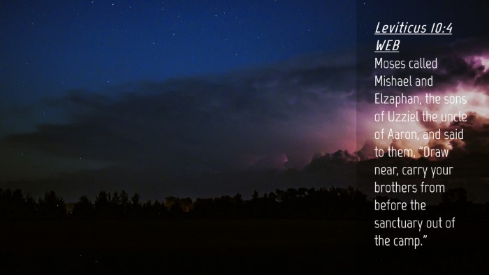 Picture 04 - Leviticus 10:4 WEB Desktop Wallpaper - Moses called Mishael and Elzaphan, the sons of - Desktop Bible Verse Wallpaper