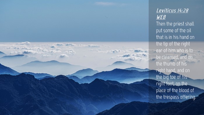 Picture 04 - Leviticus 14:28 WEB Desktop Wallpaper - Then the priest shall put some of the oil that is - Desktop Bible Verse Wallpaper