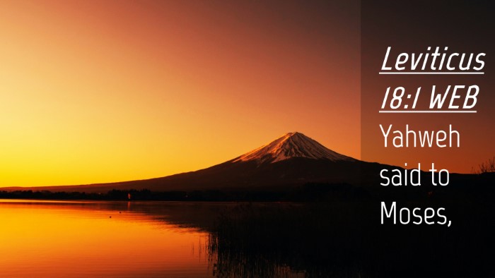 Picture 04 - Leviticus 18:1 WEB Desktop Wallpaper - Yahweh said to - Desktop Bible Verse Wallpaper