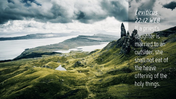 Picture 04 - Leviticus 22:12 WEB Desktop Wallpaper - If a priest's daughter is married to an outsider, - Desktop Bible Verse Wallpaper