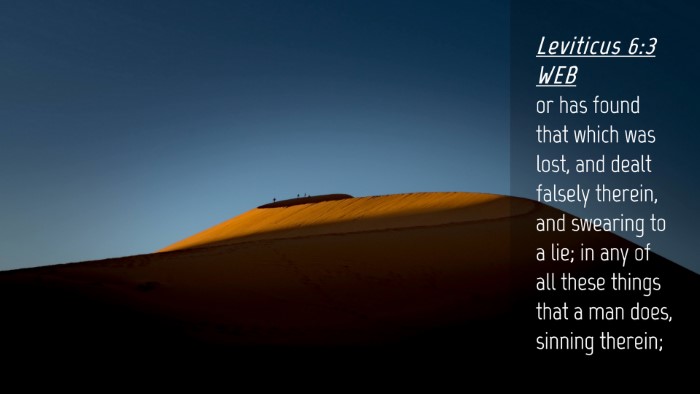 Picture 04 - Leviticus 6:3 WEB Desktop Wallpaper - or has found that which was lost, and dealt - Desktop Bible Verse Wallpaper