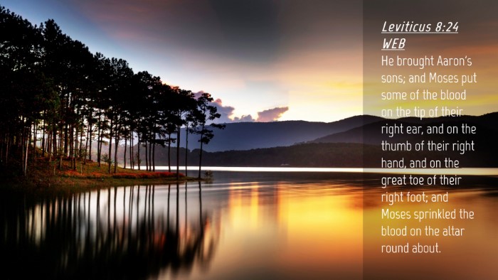 Picture 04 - Leviticus 8:24 WEB Desktop Wallpaper - He brought Aaron's sons; and Moses put some of - Desktop Bible Verse Wallpaper