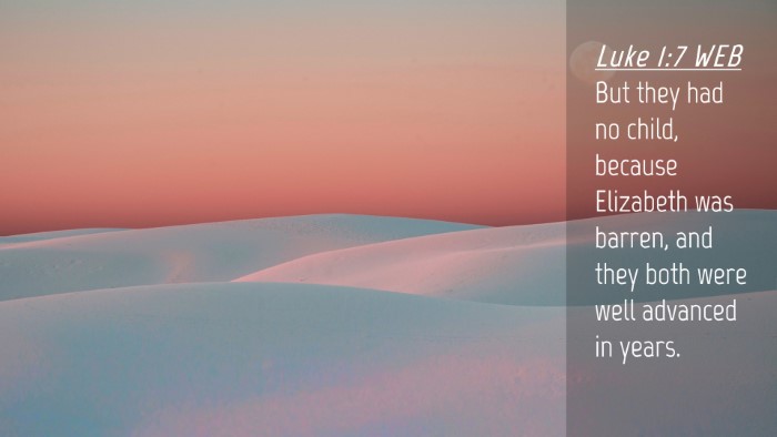 Picture 04 - Luke 1:7 WEB Desktop Wallpaper - But they had no child, because Elizabeth was - Desktop Bible Verse Wallpaper