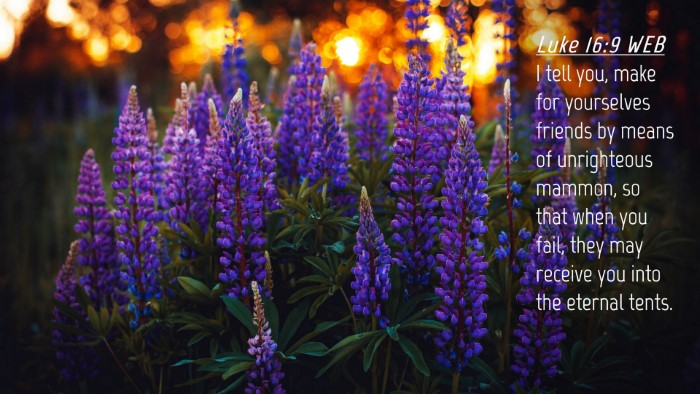 Picture 04 - Luke 16:9 WEB Desktop Wallpaper - I tell you, make for yourselves friends by means - Desktop Bible Verse Wallpaper