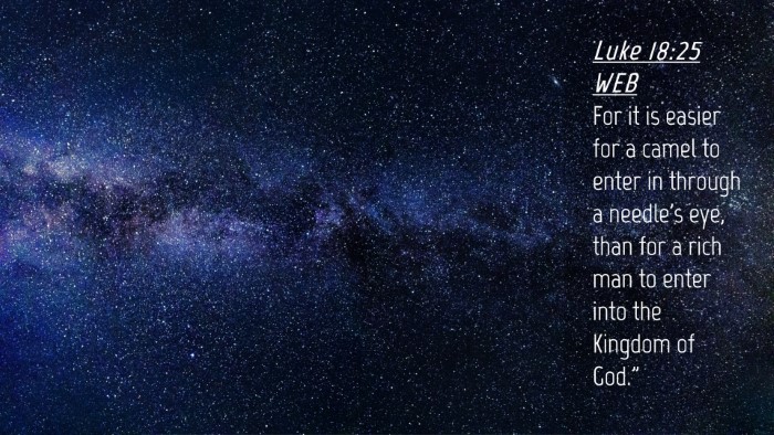 Picture 04 - Luke 18:25 WEB Desktop Wallpaper - For it is easier for a camel to enter in through - Desktop Bible Verse Wallpaper