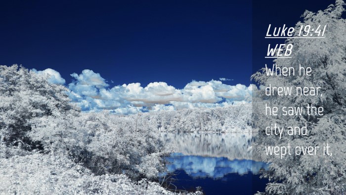 Picture 04 - Luke 19:41 WEB Desktop Wallpaper - When he drew near, he saw the city and wept over - Desktop Bible Verse Wallpaper
