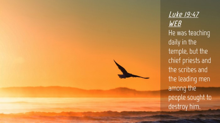 Picture 04 - Luke 19:47 WEB Desktop Wallpaper - He was teaching daily in the temple, but the - Desktop Bible Verse Wallpaper