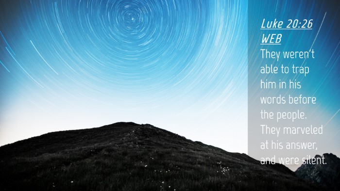 Picture 04 - Luke 20:26 WEB Desktop Wallpaper - They weren't able to trap him in his words before - Desktop Bible Verse Wallpaper