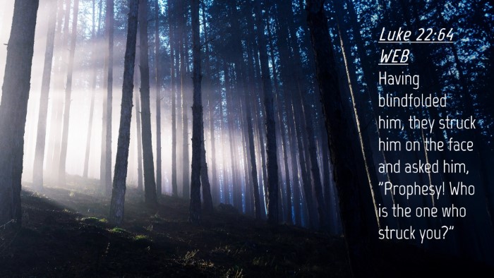 Picture 04 - Luke 22:64 WEB Desktop Wallpaper - Having blindfolded him, they struck him on the - Desktop Bible Verse Wallpaper