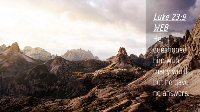 Picture 04 - Luke 23:9 WEB Desktop Wallpaper - He questioned him with many words, but he gave no - Desktop Bible Verse Wallpaper
