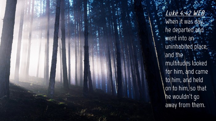 Picture 04 - Luke 4:42 WEB Desktop Wallpaper - When it was day, he departed and went into an - Desktop Bible Verse Wallpaper