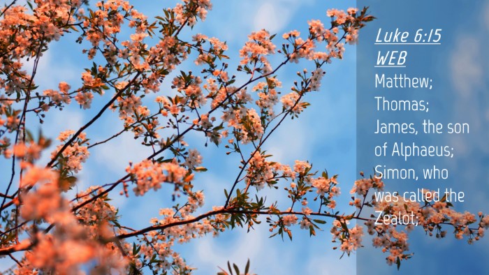 Picture 04 - Luke 6:15 WEB Desktop Wallpaper - Matthew; Thomas; James, the son of Alphaeus; - Desktop Bible Verse Wallpaper