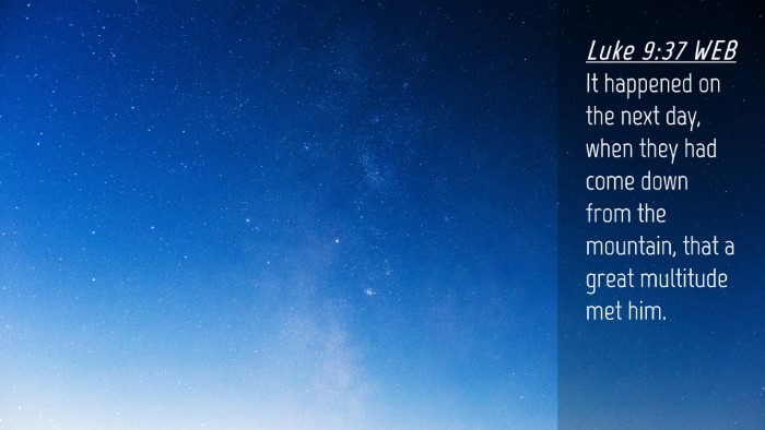 Picture 04 - Luke 9:37 WEB Desktop Wallpaper - It happened on the next day, when they had come - Desktop Bible Verse Wallpaper