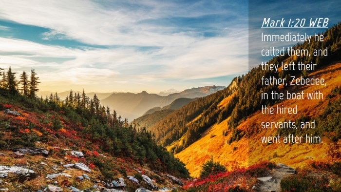 Picture 04 - Mark 1:20 WEB Desktop Wallpaper - Immediately he called them, and they left their - Desktop Bible Verse Wallpaper