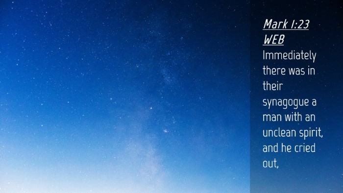 Picture 04 - Mark 1:23 WEB Desktop Wallpaper - Immediately there was in their synagogue a man - Desktop Bible Verse Wallpaper