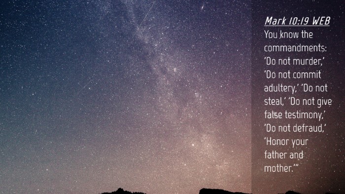 Picture 04 - Mark 10:19 WEB Desktop Wallpaper - You know the commandments: 'Do not murder,' 'Do - Desktop Bible Verse Wallpaper