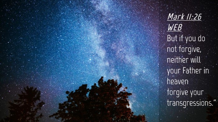 Picture 04 - Mark 11:26 WEB Desktop Wallpaper - But if you do not forgive, neither will your - Desktop Bible Verse Wallpaper