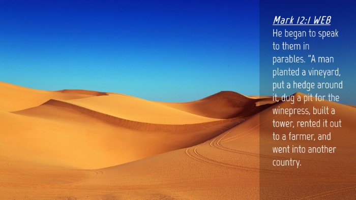 Picture 04 - Mark 12:1 WEB Desktop Wallpaper - He began to speak to them in parables. 