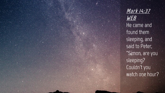 Picture 04 - Mark 14:37 WEB Desktop Wallpaper - He came and found them sleeping, and said to - Desktop Bible Verse Wallpaper