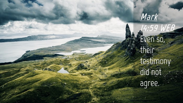 Picture 04 - Mark 14:59 WEB Desktop Wallpaper - Even so, their testimony did not - Desktop Bible Verse Wallpaper