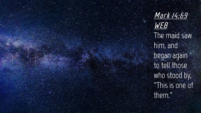 Picture 04 - Mark 14:69 WEB Desktop Wallpaper - The maid saw him, and began again to tell those - Desktop Bible Verse Wallpaper