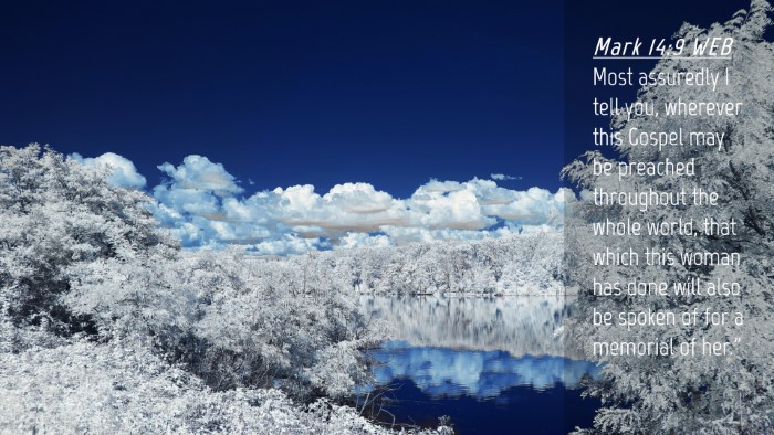 Picture 04 - Mark 14:9 WEB Desktop Wallpaper - Most assuredly I tell you, wherever this Gospel - Desktop Bible Verse Wallpaper