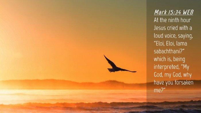 Picture 04 - Mark 15:34 WEB Desktop Wallpaper - At the ninth hour Jesus cried with a loud voice, - Desktop Bible Verse Wallpaper