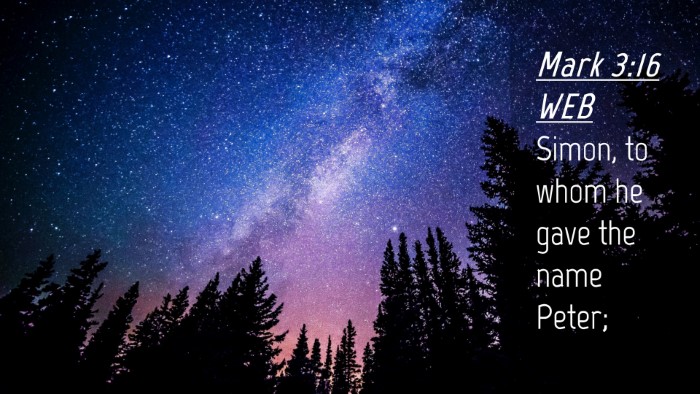 Picture 04 - Mark 3:16 WEB Desktop Wallpaper - Simon, to whom he gave the name - Desktop Bible Verse Wallpaper