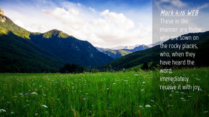 Picture 04 - Mark 4:16 WEB Desktop Wallpaper - These in like manner are those who are sown on - Desktop Bible Verse Wallpaper