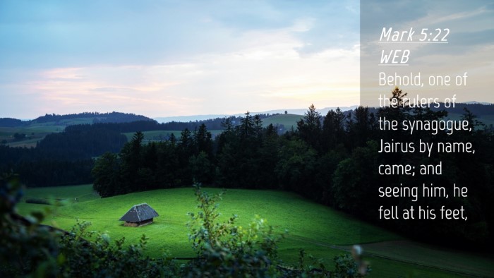 Picture 04 - Mark 5:22 WEB Desktop Wallpaper - Behold, one of the rulers of the synagogue, - Desktop Bible Verse Wallpaper