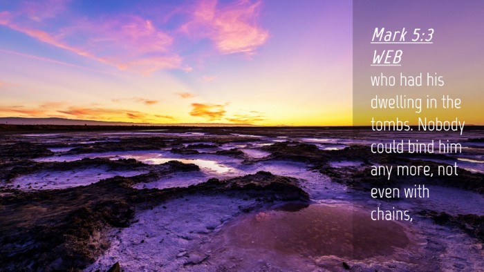 Picture 04 - Mark 5:3 WEB Desktop Wallpaper - who had his dwelling in the tombs. Nobody could - Desktop Bible Verse Wallpaper