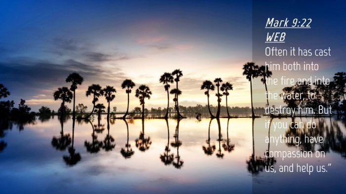Picture 04 - Mark 9:22 WEB Desktop Wallpaper - Often it has cast him both into the fire and into - Desktop Bible Verse Wallpaper