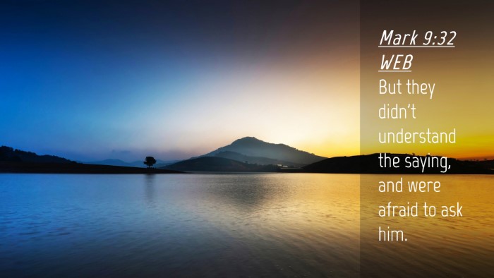 Picture 04 - Mark 9:32 WEB Desktop Wallpaper - But they didn't understand the saying, and were - Desktop Bible Verse Wallpaper