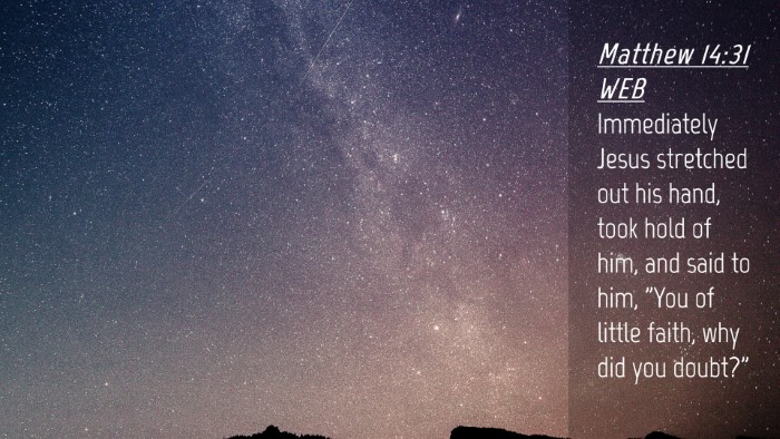 Picture 04 - Matthew 14:31 WEB Desktop Wallpaper - Immediately Jesus stretched out his hand, took - Desktop Bible Verse Wallpaper