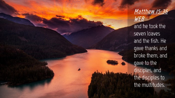 Picture 04 - Matthew 15:36 WEB Desktop Wallpaper - and he took the seven loaves and the fish. He - Desktop Bible Verse Wallpaper