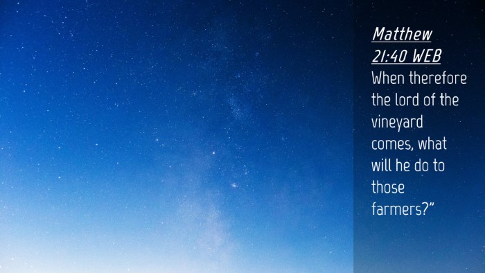 Picture 04 - Matthew 21:40 WEB Desktop Wallpaper - When therefore the lord of the vineyard comes, - Desktop Bible Verse Wallpaper