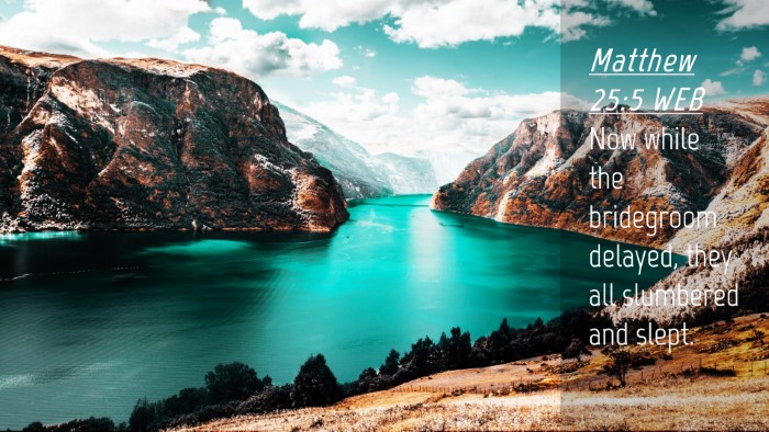 Picture 04 - Matthew 25:5 WEB Desktop Wallpaper - Now while the bridegroom delayed, they all - Desktop Bible Verse Wallpaper
