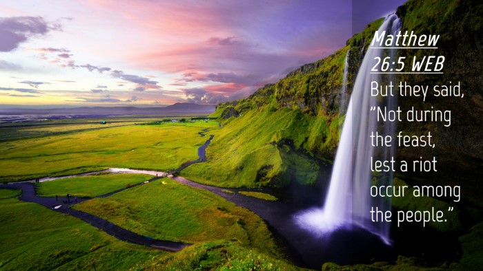Picture 04 - Matthew 26:5 WEB Desktop Wallpaper - But they said, 