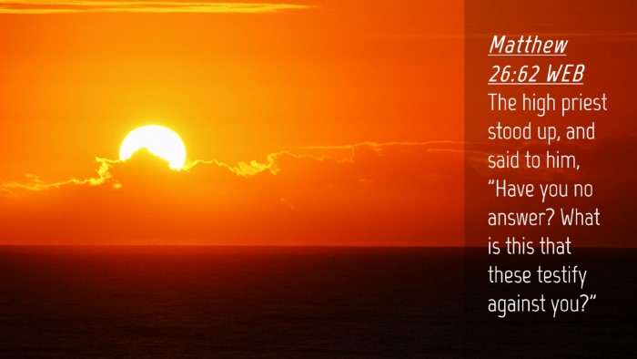 Picture 04 - Matthew 26:62 WEB Desktop Wallpaper - The high priest stood up, and said to him, 