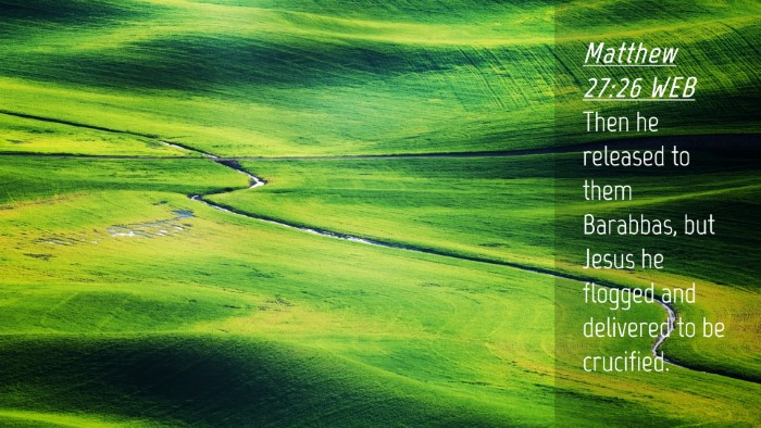 Picture 04 - Matthew 27:26 WEB Desktop Wallpaper - Then he released to them Barabbas, but Jesus he - Desktop Bible Verse Wallpaper