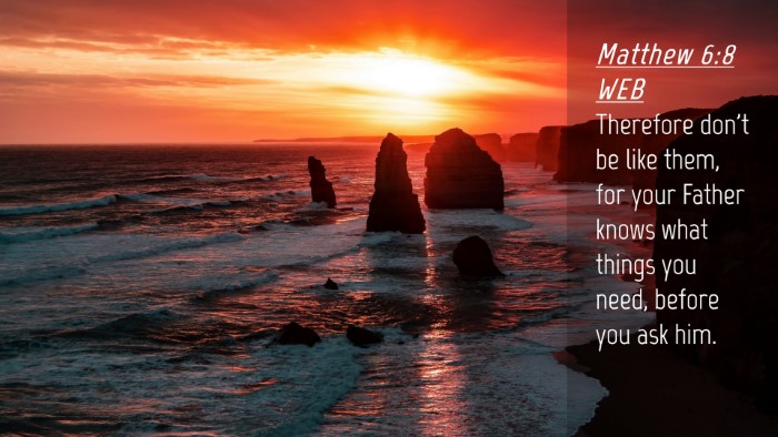 Picture 04 - Matthew 6:8 WEB Desktop Wallpaper - Therefore don't be like them, for your Father - Desktop Bible Verse Wallpaper