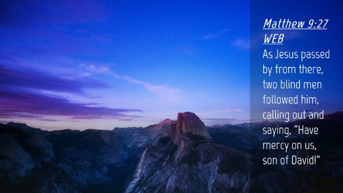 Picture 04 - Matthew 9:27 WEB Desktop Wallpaper - As Jesus passed by from there, two blind men - Desktop Bible Verse Wallpaper