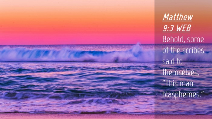 Picture 04 - Matthew 9:3 WEB Desktop Wallpaper - Behold, some of the scribes said to themselves, - Desktop Bible Verse Wallpaper