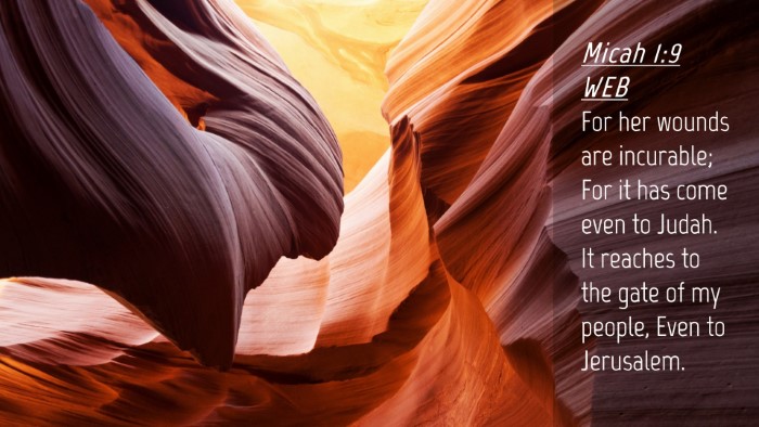Picture 04 - Micah 1:9 WEB Desktop Wallpaper - For her wounds are incurable; For it has come - Desktop Bible Verse Wallpaper