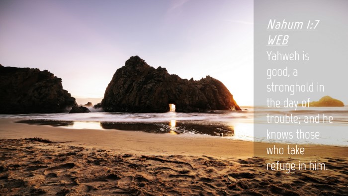 Picture 04 - Nahum 1:7 WEB Desktop Wallpaper - Yahweh is good, a stronghold in the day of - Desktop Bible Verse Wallpaper