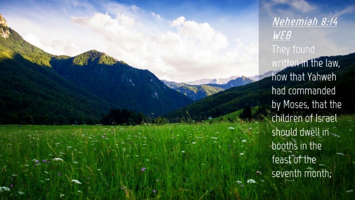 Picture 04 - Nehemiah 8:14 WEB Desktop Wallpaper - They found written in the law, how that Yahweh - Desktop Bible Verse Wallpaper
