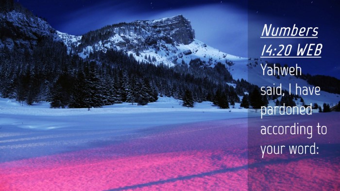 Picture 04 - Numbers 14:20 WEB Desktop Wallpaper - Yahweh said, I have pardoned according to your - Desktop Bible Verse Wallpaper